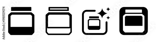 Jar container icon representing storage liquids and packaging for food condiments and household products in black vector illustration isolated on transparent background