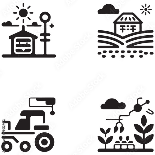 Icons representing different aspects of agriculture
