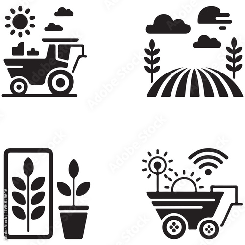 Agricultural technology and farming icons