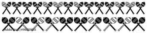Maracas percussion instruments in repeating rows for decorative borders in flat silhouette style