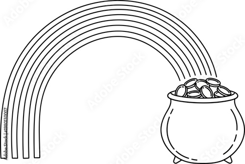 Pot of Gold at End of Rainbow - St. Patrick's Day Illustration