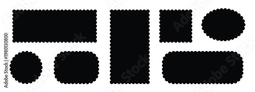 Abstract geometric shapes composed of black and white elements with rounded edges isolated on white background, Vector, illustration