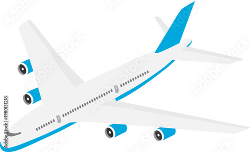 Modern passenger airplane flying, representing concepts like travel, flight, aviation, and globetrotting