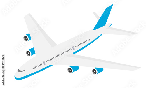 Modern passenger airplane flying, representing concepts like travel, flight, aviation, and globetrotting