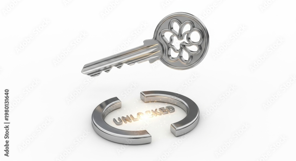 Obraz premium Metal Key Unlocking a Broken Lock