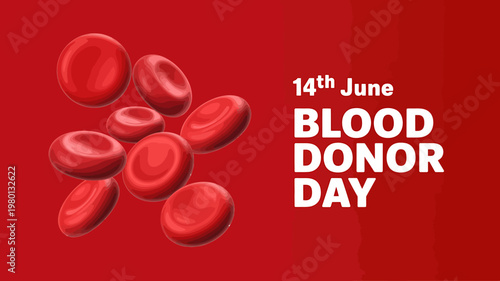 World Blood Donor Day awareness campaign with red blood cells on red background