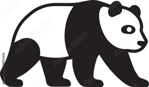 Panda Walking Cute Wild Animal Simple Vector Illustration On White Background