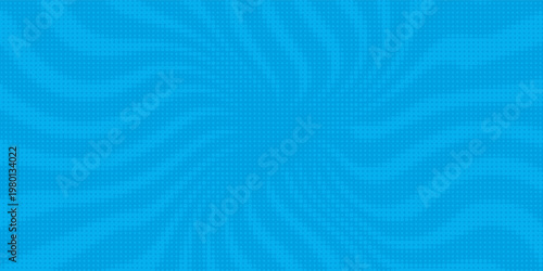Comic background. Pop art texture. Starburst cartoon style. Anime design with explosion effect for print. Fun dot pattern. Blue backdrop with halftone gradient.