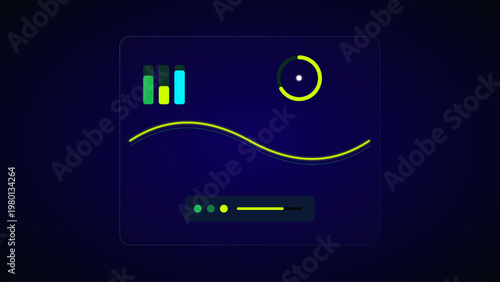 Abstract Sustainable Dashboard with Neural Data Waves and Eco-Energy Metrics