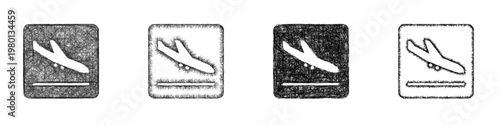 Sketch arrival icon design set