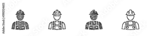Sketch construction worker icon design set