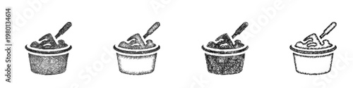 Sketch mixing bucket icon design set