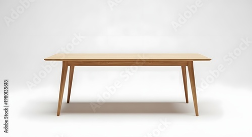 Minimalist wooden table against a light gray wall modern interior design