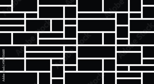 Abstract geometric pattern black and white rectangular grid composition