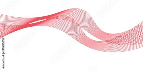 Red stripes on a white background. Creative line art. Red waves with lines. Curved wavy line, smooth stripe. eps10