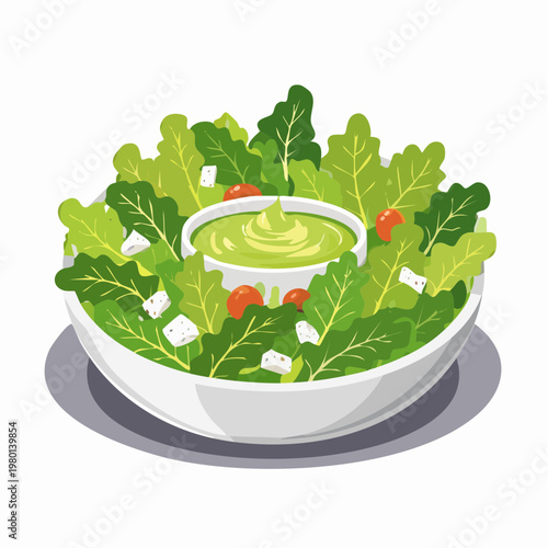 Grüner Salat mit Dressing