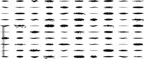 Black Ink Brush Strokes Set isolated on white background