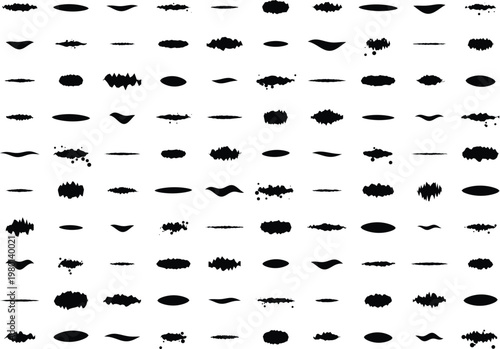 Black Ink Brush Strokes Collection isolated on white background