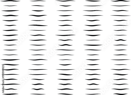 Horizontal Black Brush Strokes Pattern arranged in columns isolated on white background