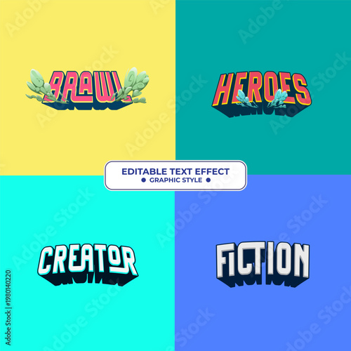 Set Editable text style effect - Brawl, Heroes, Creator, Fiction text style theme.