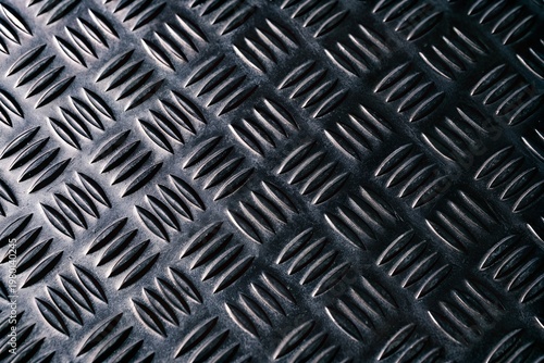 Foto Natural black diamond plate metal texture seamless background with raised oval t