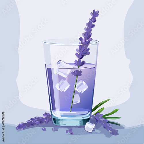 Erfrischendes Lavendelwasser mit Blüten in Glas