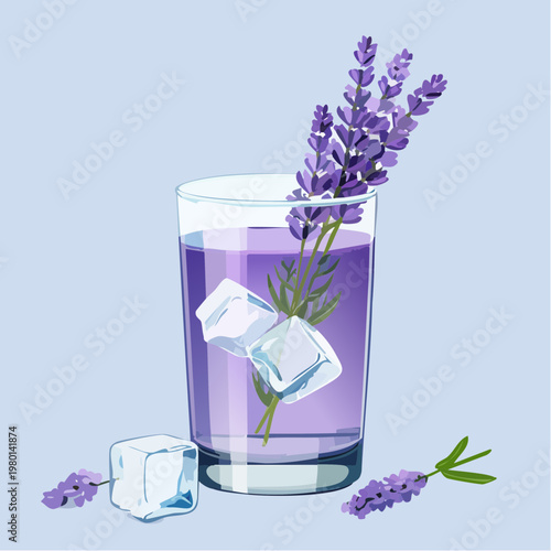 Erfrischendes Lavendelwasser mit Blüten in Glas