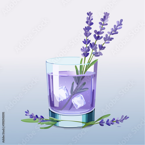 Erfrischendes Lavendelwasser mit Blüten in Glas