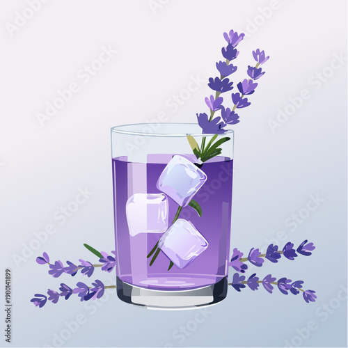 Erfrischendes Lavendelwasser mit Blüten in Glas