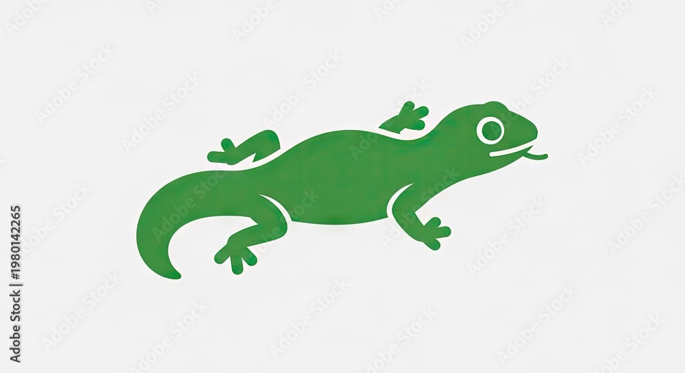 Fototapeta premium Green lizard silhouette on white background vector illustration