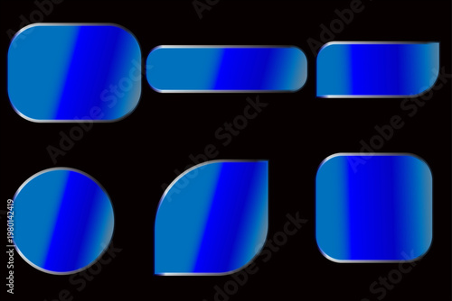 Abstract blue shapes on black background a minimalist digital art composition