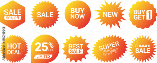 Summer special promotional sale stickers. Advertising offer price tags. Discount stickers, starburst badges, quality marks vector