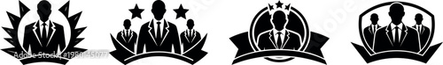 leader silhouette icon set