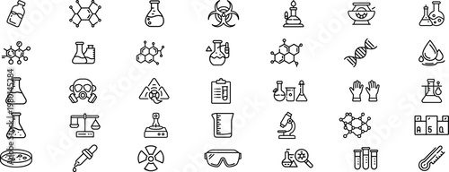 Chemistry Outline Icons set