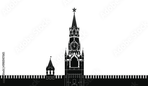 A striking depiction showcases the spires of moscow s kremlin against a stark white background creating a powerful silhouette high quality professional detailed modern