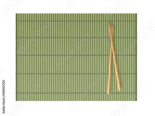 Asian bamboo sushi rolling mat. Traditional Japanese cooking tool. Vector