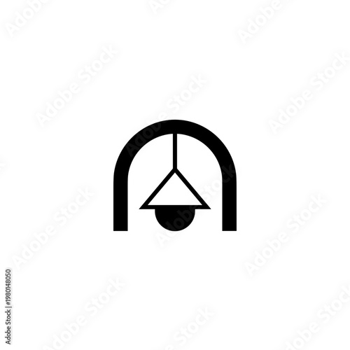Hanging lamp in arch balance symmetry icon black and white