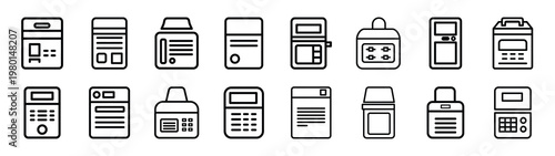 brand zone minimalist black outline vector illustration icon set collection.