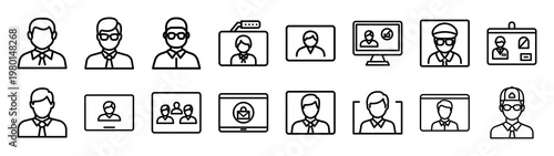 campaign zone minimalist black outline vector illustration icon set collection.