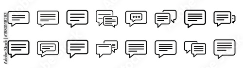 chat zone minimalist black outline vector illustration icon set collection.