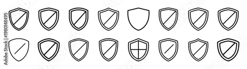 digital protection minimalist black outline vector illustration icon set collection.