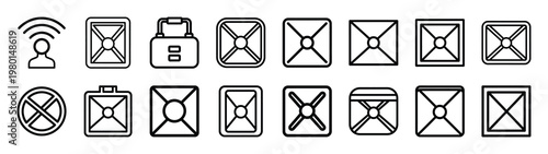 exclusive network minimalist black outline vector illustration icon set collection.