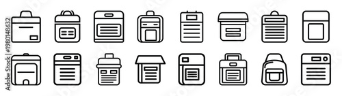 exclusive zone minimalist black outline vector illustration icon set collection.