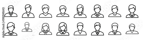 fan network minimalist black outline vector illustration icon set collection.