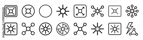 fast network minimalist black outline vector illustration icon set collection.