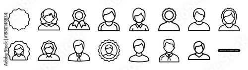 follower zone minimalist black outline vector illustration icon set collection.