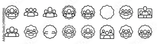 group zone minimalist black outline vector illustration icon set collection.