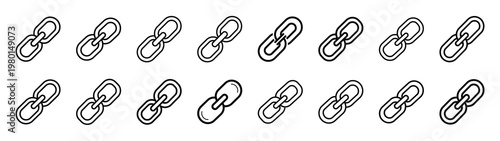 link network minimalist black outline vector illustration icon set collection.