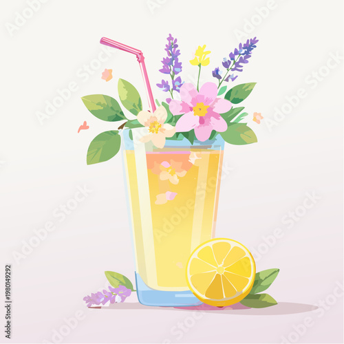 Frühlingshafte Blütenlimonade mit essbaren Blüten