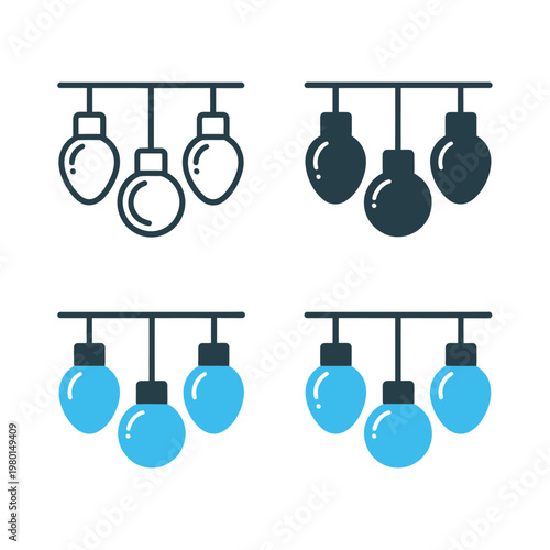 Track lighting icons set, ceiling fixture collection, stage decor poster, showroom installation event branding, interior design expo, vector illustration elements